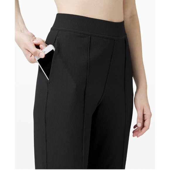 Lululemon Super High-Rise Soft Ribbed Casual Crop Pant Black 4 NWOT - Picture 5 of 12